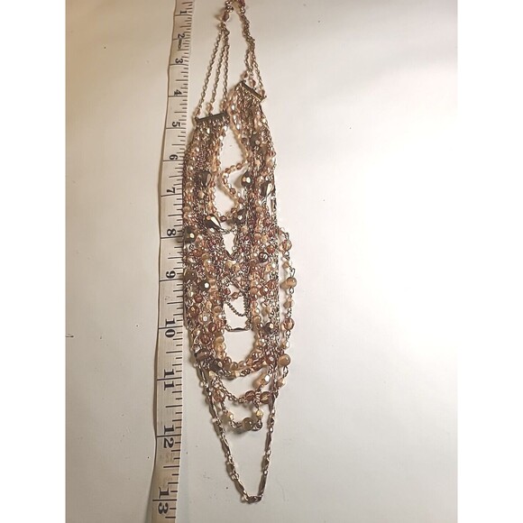 Stunning Vintage Nancy and Rise 12 strand Champagne & Gold Tone Necklace 26" - Picture 4 of 6
